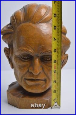 Vintage Carved Wood Head Sculpture Character Expression Bach Mozart Classical