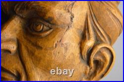 Vintage Carved Wood Head Sculpture Character Expression Bach Mozart Classical