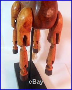 Vintage Carved Wood Horse Sculpture Articulated Joint Legs Toy Folk Art