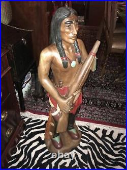 Vintage Carved Wood Imdian Statue Cigar Store