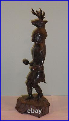 Vintage Carved Wood Indian Statue Sculpture Ceremonial Dancer Ironwood 21 Tall