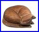 Vintage Carved Wood Large 12 Curled Up Sleeping Siamese Cat Sculpture Folk Art
