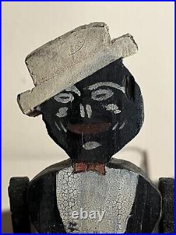 Vintage Carved Wood Marionette Jointed Black African American Figure 11.5