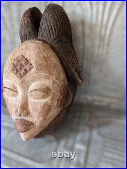Vintage Carved Wood Mask, African Punu, Gabon