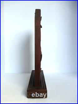 Vintage Carved Wood Panel Hands & Box of Insects Dragonfly Moth Teak Sculpture