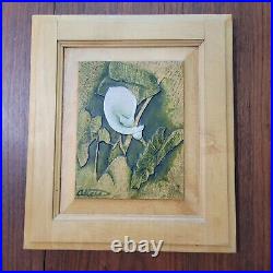 Vintage Carved Wood Panel Lilly By Alicia Revere Decorative 15 x 13