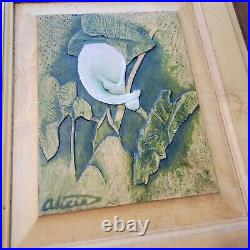 Vintage Carved Wood Panel Lilly By Alicia Revere Decorative 15 x 13
