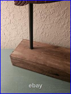 Vintage Carved Wood School Of Fish Sculpture, Elevated On WoodBlock-Very Good