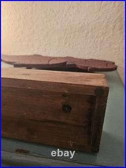 Vintage Carved Wood School Of Fish Sculpture, Elevated On WoodBlock-Very Good