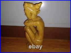 Vintage Carved Wood Sculpture Balinese Indonesian Woman Semi Nude 11