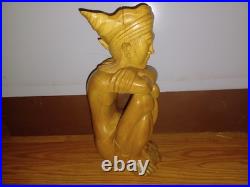 Vintage Carved Wood Sculpture Balinese Indonesian Woman Semi Nude 11