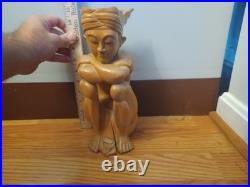 Vintage Carved Wood Sculpture Balinese Indonesian Woman Semi Nude 11