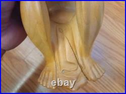 Vintage Carved Wood Sculpture Balinese Indonesian Woman Semi Nude 11
