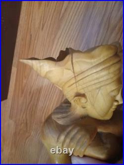 Vintage Carved Wood Sculpture Balinese Indonesian Woman Semi Nude 11