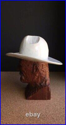 Vintage Carved Wood Sculpture Cowboy with a White Hat