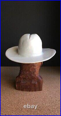 Vintage Carved Wood Sculpture Cowboy with a White Hat