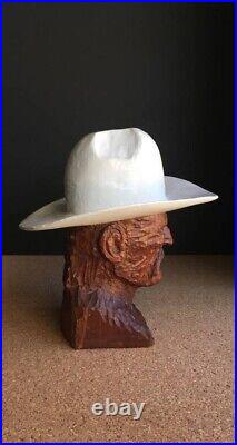 Vintage Carved Wood Sculpture Cowboy with a White Hat