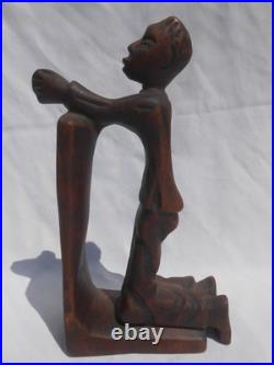 Vintage Carved Wood Sculpture Herve Verhnes Kneeling Prayer UNIQUE