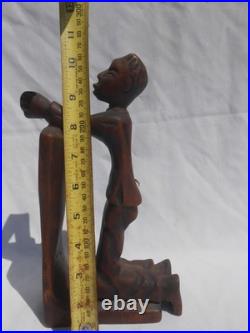 Vintage Carved Wood Sculpture Herve Verhnes Kneeling Prayer UNIQUE