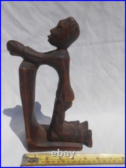 Vintage Carved Wood Sculpture Herve Verhnes Kneeling Prayer UNIQUE