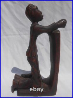 Vintage Carved Wood Sculpture Herve Verhnes Kneeling Prayer UNIQUE