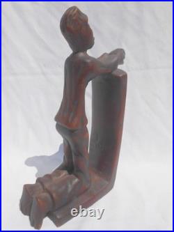 Vintage Carved Wood Sculpture Herve Verhnes Kneeling Prayer UNIQUE