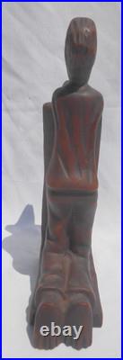Vintage Carved Wood Sculpture Herve Verhnes Kneeling Prayer UNIQUE