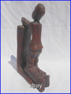 Vintage Carved Wood Sculpture Herve Verhnes Kneeling Prayer UNIQUE