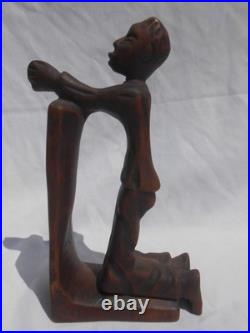 Vintage Carved Wood Sculpture Herve Verhnes Kneeling Prayer UNIQUE