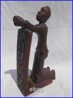 Vintage Carved Wood Sculpture Herve Verhnes Kneeling Prayer UNIQUE