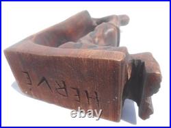 Vintage Carved Wood Sculpture Herve Verhnes Kneeling Prayer UNIQUE