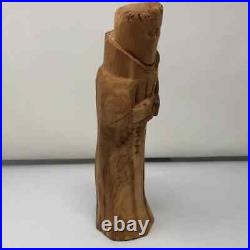 Vintage Carved Wood Sculpture Monk Signed Mike Salazar Folk-Art New Mexico