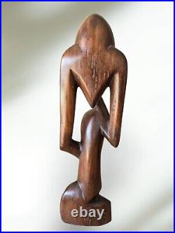 Vintage Carved Wood Thinking Man Sculpture 20 tall Art Sculpture The Thinker