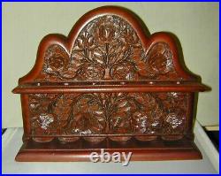 Vintage Carved Wood Tobacco Pipe Stand Rack Holder Beautiful Intricate Carving