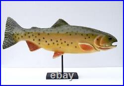 Vintage Carved Wood Trout Model Sculpture Signed Dale Davies 1989 Alberta Canada