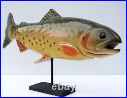 Vintage Carved Wood Trout Model Sculpture Signed Dale Davies 1989 Alberta Canada