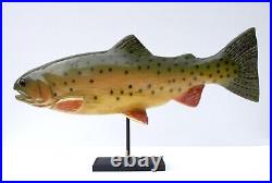 Vintage Carved Wood Trout Model Sculpture Signed Dale Davies 1989 Alberta Canada