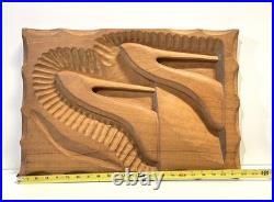 Vintage Carved Wood Wall Plaque Sculpture High Heel Shoes Signed Dated 1989