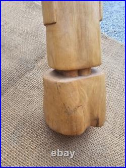 Vintage Carved Wood Wooden Statue Woman Girl Solid Wood Wood Carving Sculpture