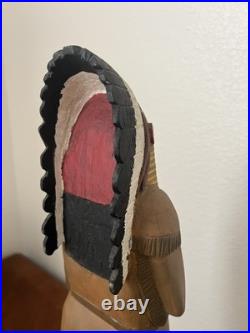Vintage Carved Wooden Cigar-store Indian Folk-art Figure, 18.5 Cigar 5¢ Wooden