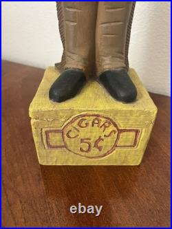 Vintage Carved Wooden Cigar-store Indian Folk-art Figure, 18.5 Cigar 5¢ Wooden