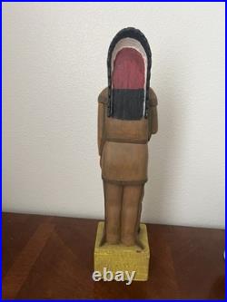 Vintage Carved Wooden Cigar-store Indian Folk-art Figure, 18.5 Cigar 5¢ Wooden