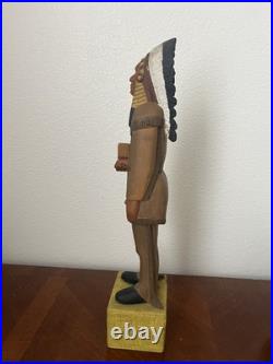 Vintage Carved Wooden Cigar-store Indian Folk-art Figure, 18.5 Cigar 5¢ Wooden