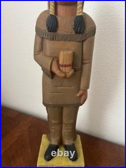 Vintage Carved Wooden Cigar-store Indian Folk-art Figure, 18.5 Cigar 5¢ Wooden