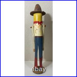 Vintage Carved Wooden Cowboy Figure Folk Art Boots Hat Bandana Americana Western