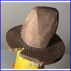 Vintage Carved Wooden Cowboy Figure Folk Art Boots Hat Bandana Americana Western