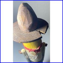 Vintage Carved Wooden Cowboy Figure Folk Art Boots Hat Bandana Americana Western