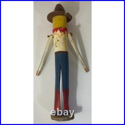 Vintage Carved Wooden Cowboy Figure Folk Art Boots Hat Bandana Americana Western