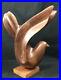 Vintage Carved Wooden Dove Walnut Signed D G Mid Century Modern Peace