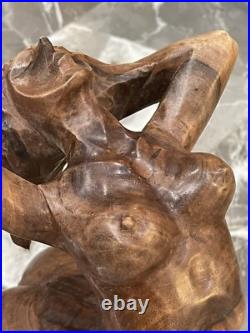 Vintage Carved Wooden Sculpture Lady Leaning Back Free